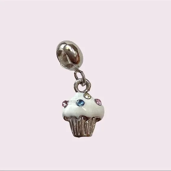 Silver Rhinestone Cupcake Charm - Picture 2 of 4